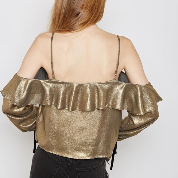 Cold Shoulder Metallic Top - Picture 3 of 5